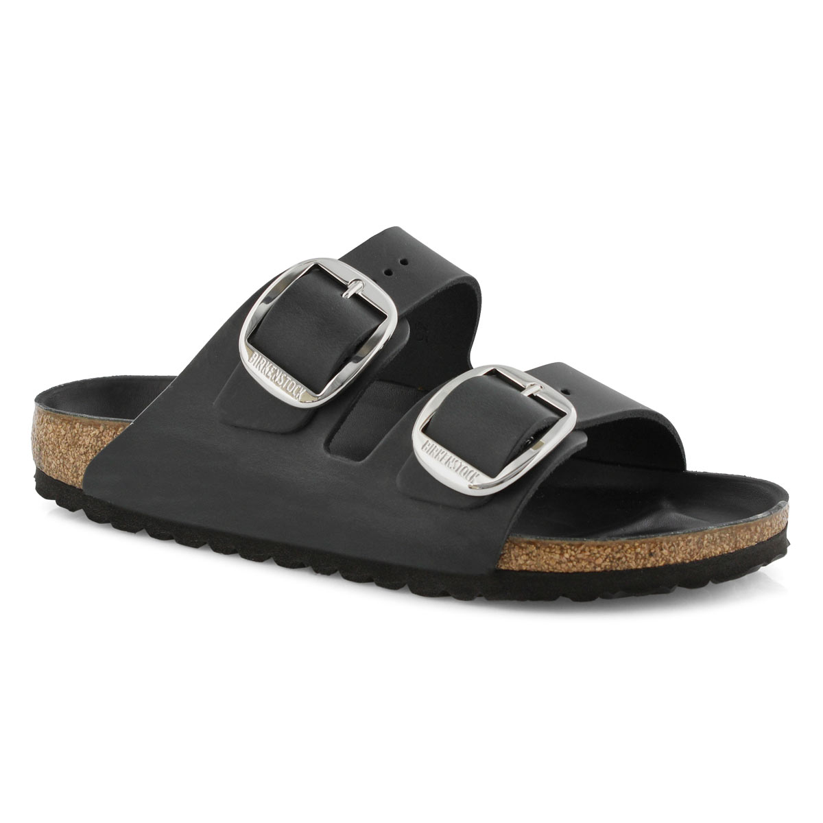 Birkenstock, Women's Arizona Big Buckle Oiled Leather 2 Strap Narrow Sandal - Black