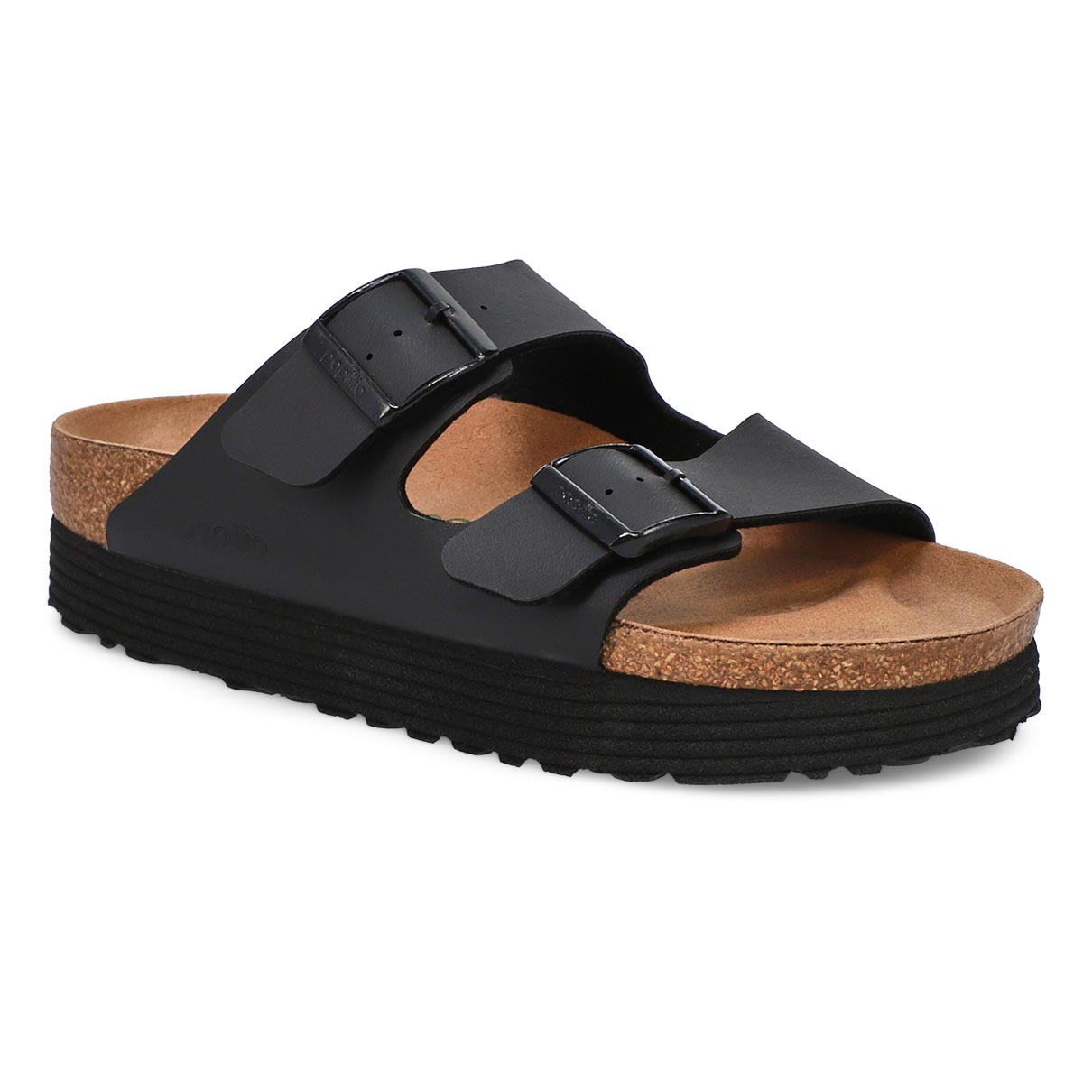 Birkenstock, Women's Arizona Vegan 2 Strap Narrow Platfrom Sandal - Black