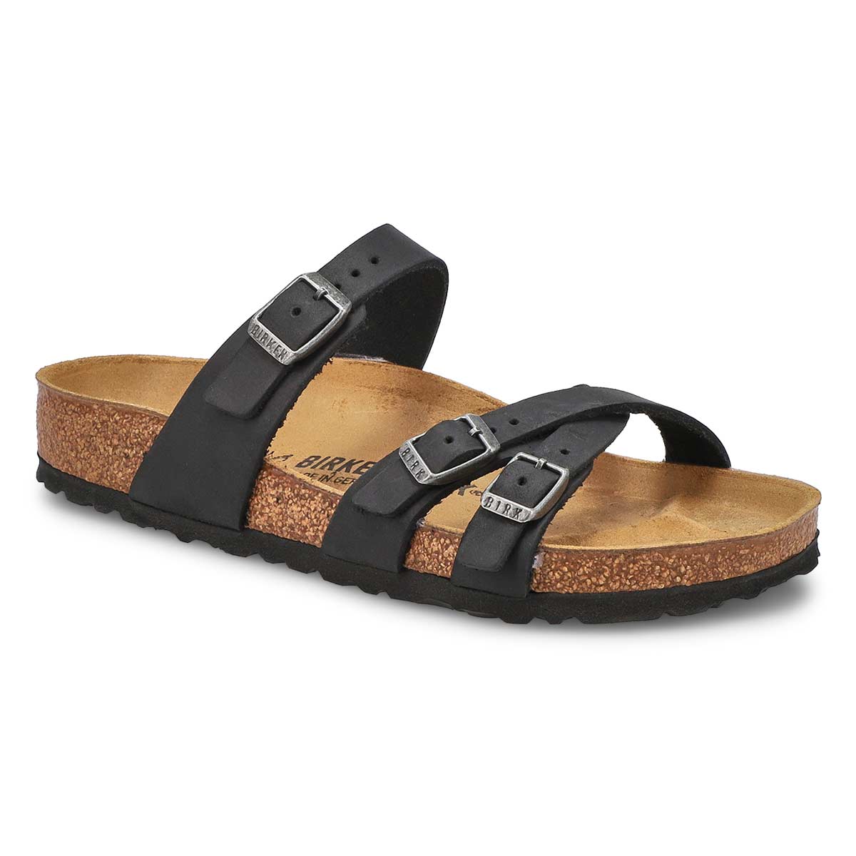 Birkenstock, Women's Franca Oiled Leather Buckle Sandal - Black