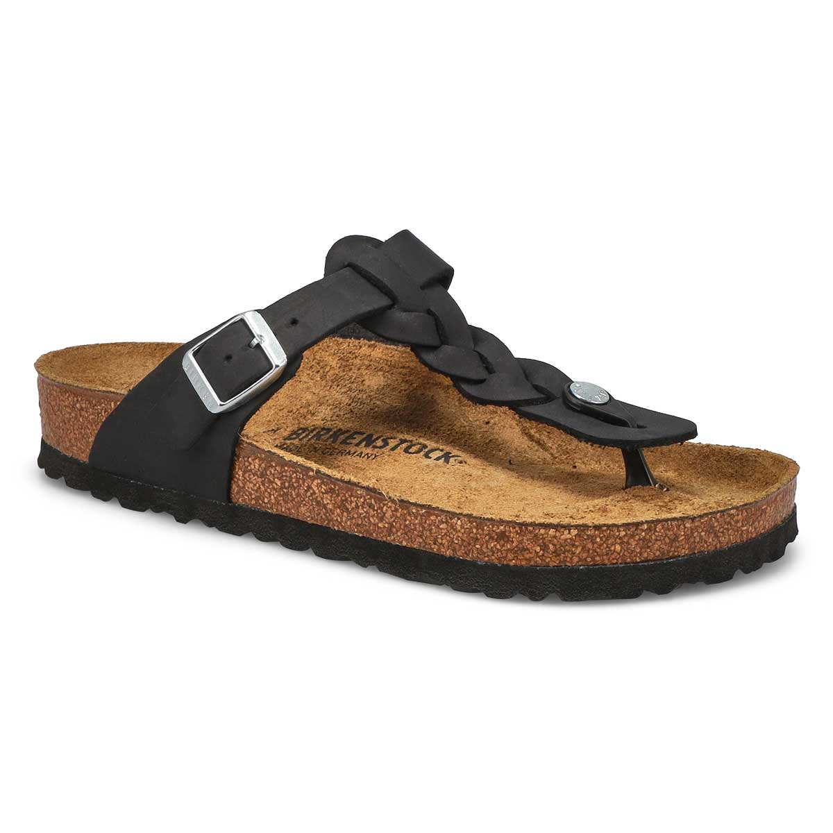 Birkenstock, Tongs en cuir huilé GIZEH BRAID OLTR, femmes