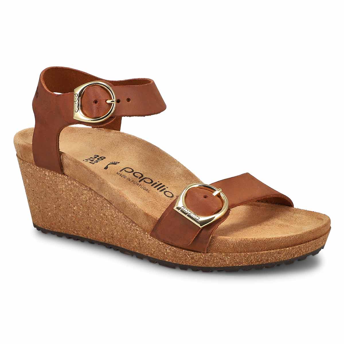 Birkenstock, Sandale étroite compensée SOLEY LTR, cognac, femme