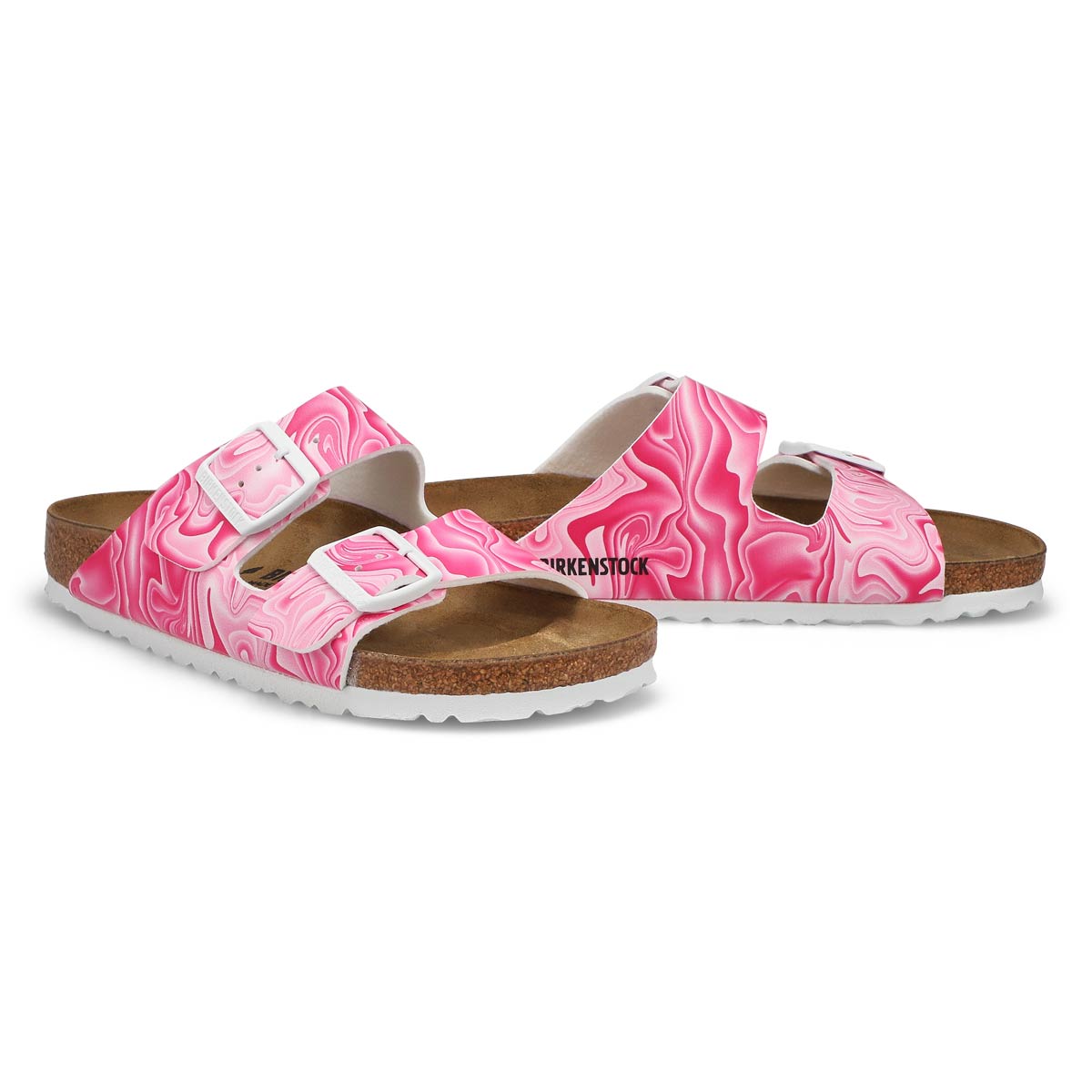 Womens Arizona Birko-Flor Narrow Sandal - Pink/White