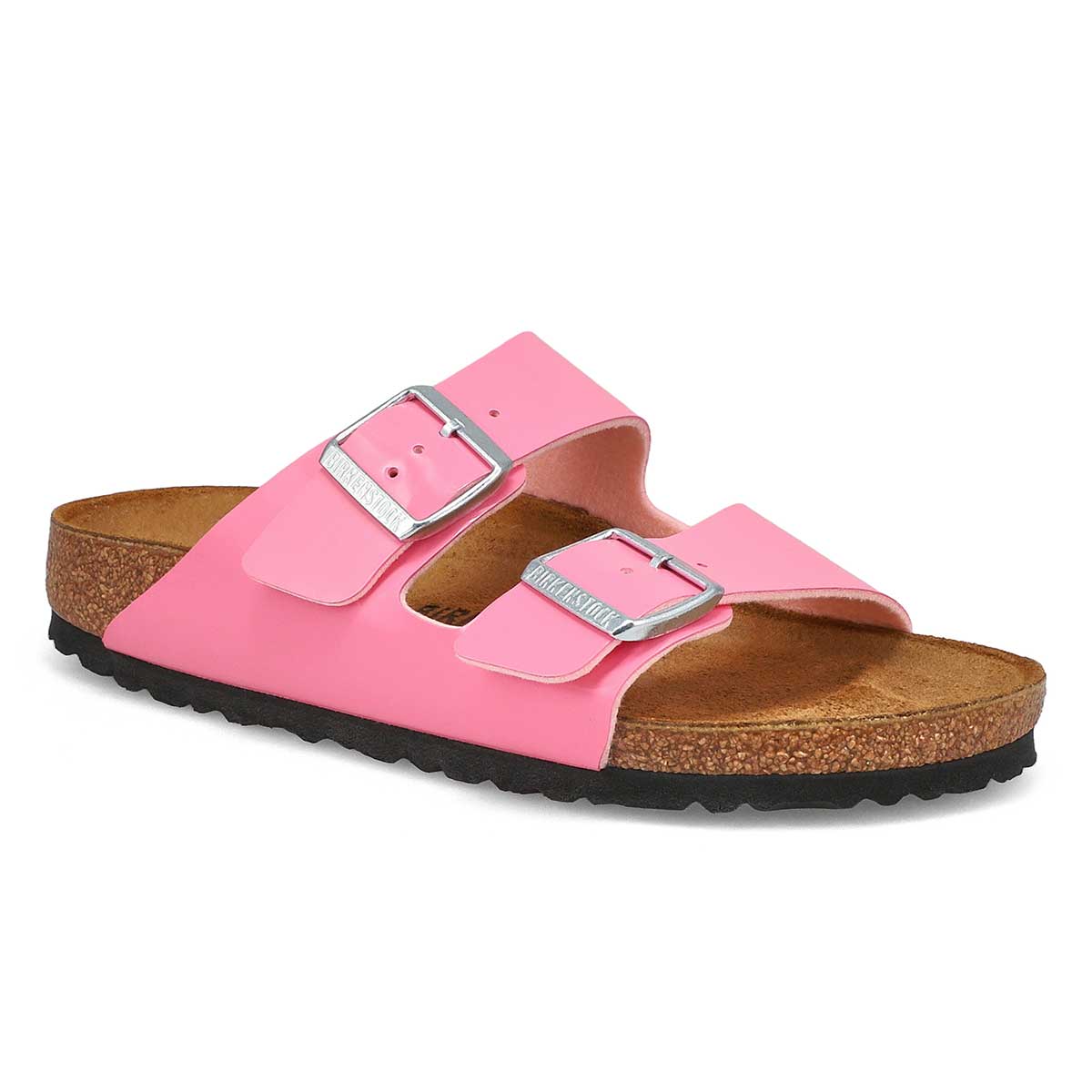 Birkenstock, Women's Arizona Patent Birko-Flor 2 Strap Narrow Sandal - Candy Pink