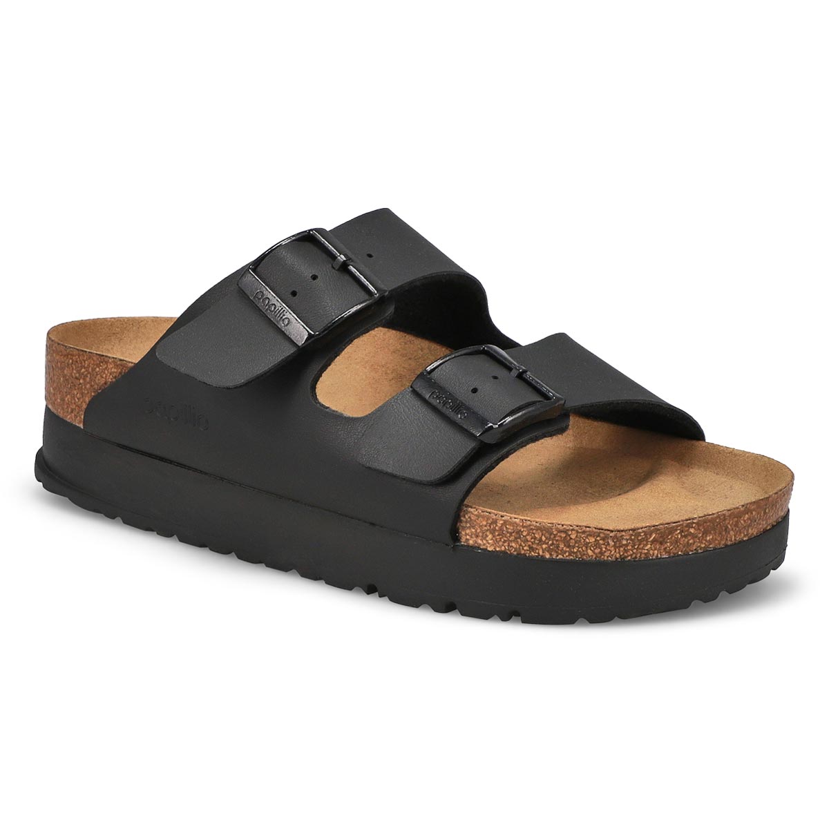 Birkenstock, Sandale étroite ARIZONA BIRKO-FLO 2-STRAP VEGAN PLATFORM, noir, femmes