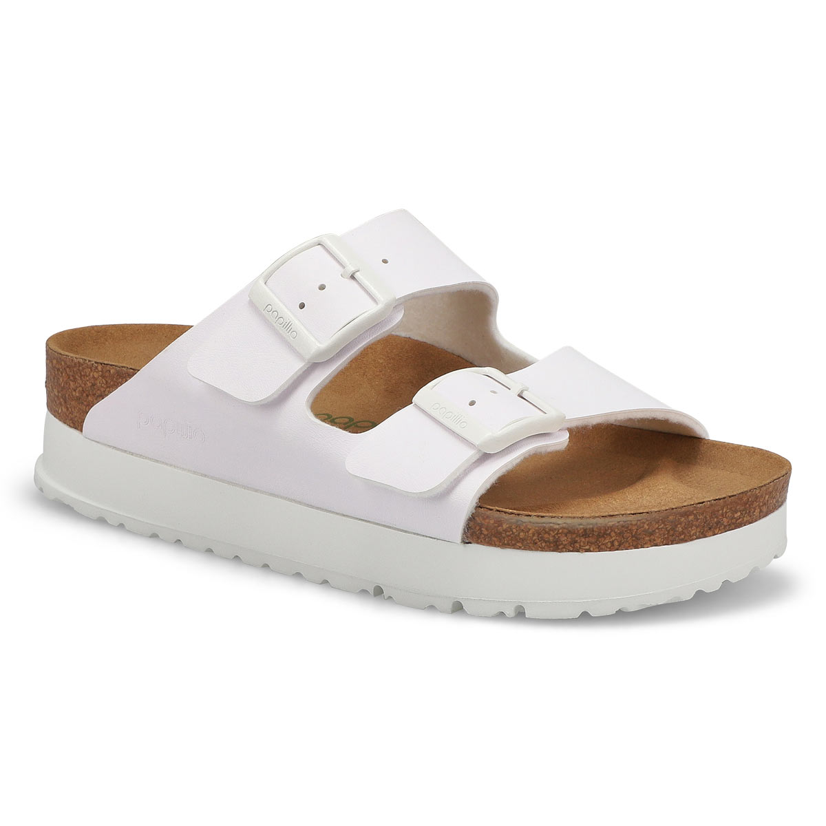 Birkenstock, Women's Arizona Birko-Flor 2 Strap Vegan Platform Narrow Sandal - White