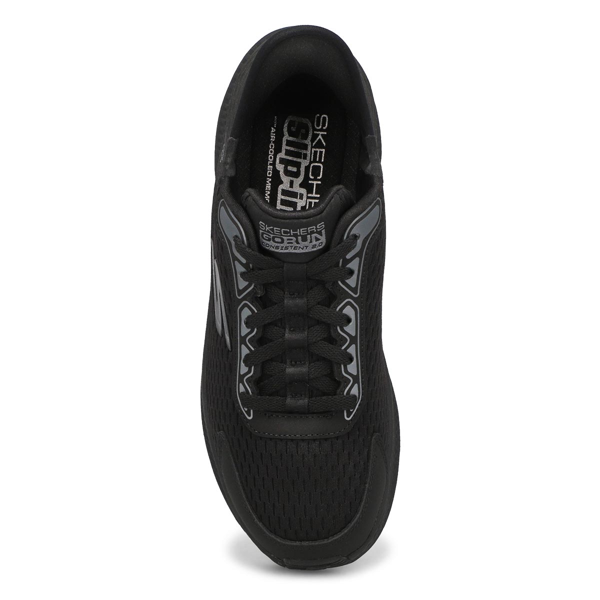 Womens  Go Run Consistent 2.0 Slip-Ins Lace Up Sneaker - Black