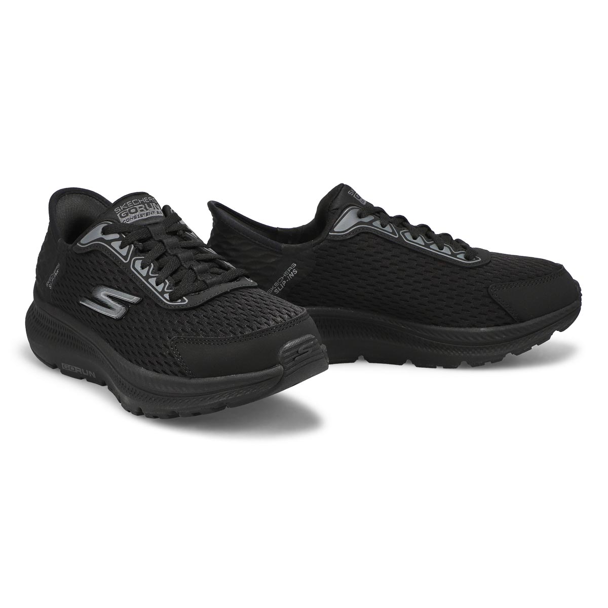 Womens  Go Run Consistent 2.0 Slip-Ins Lace Up Sneaker - Black