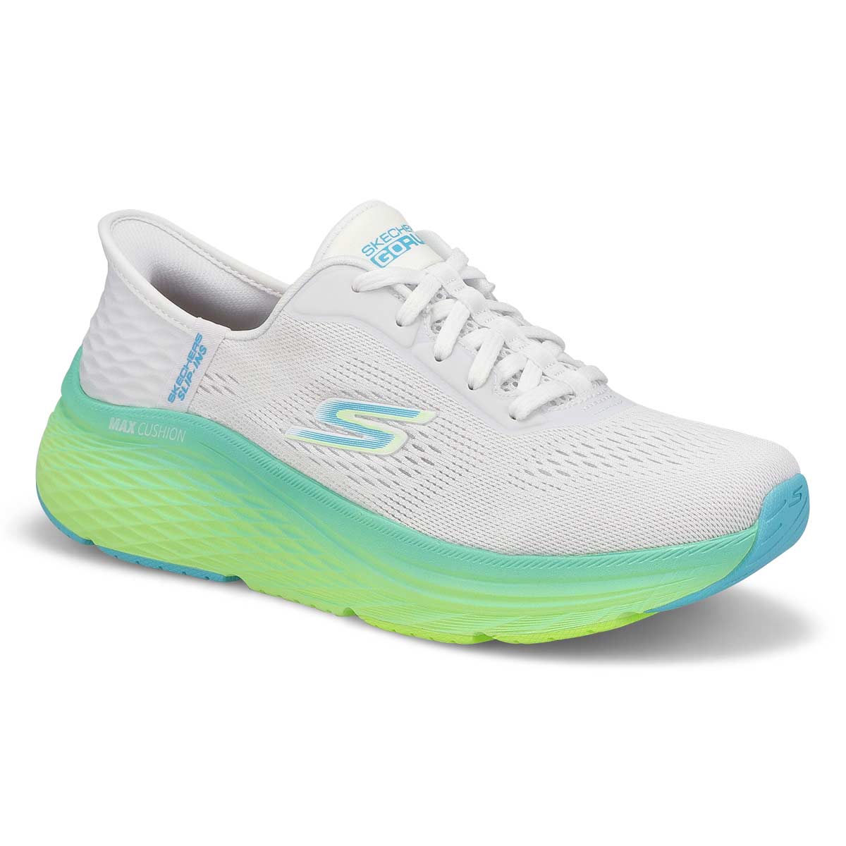 Skechers, Baskets de performance à enfiler MAX CUSHIONING ELITE 2.0 SLIP-INS, blanc bleu, femmes