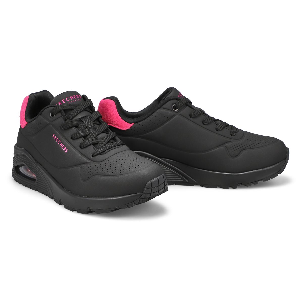 Womens Uno Pop Back Lace Up Sneaker - Black/Hot Pink