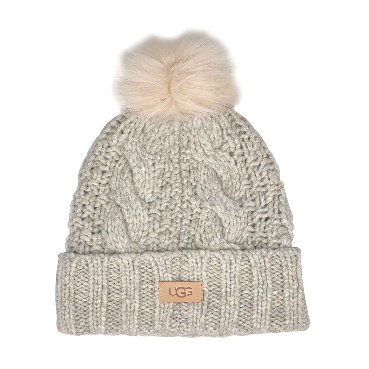 UGG, UGG, Women's Knit Cable Faux Fur Pom Beanie