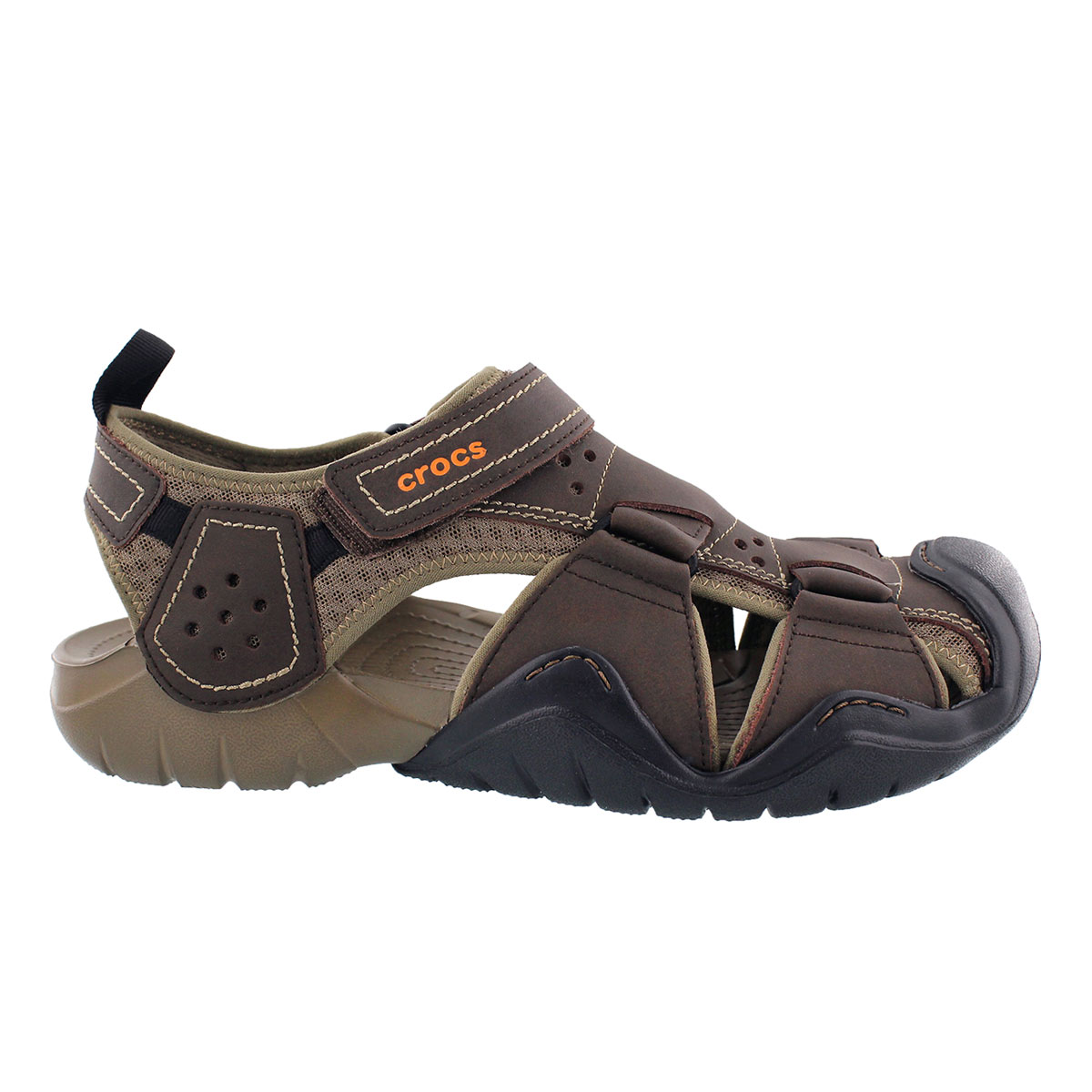 Crocs Men's Swiftwater Leather Fisherman Sandal | eBay