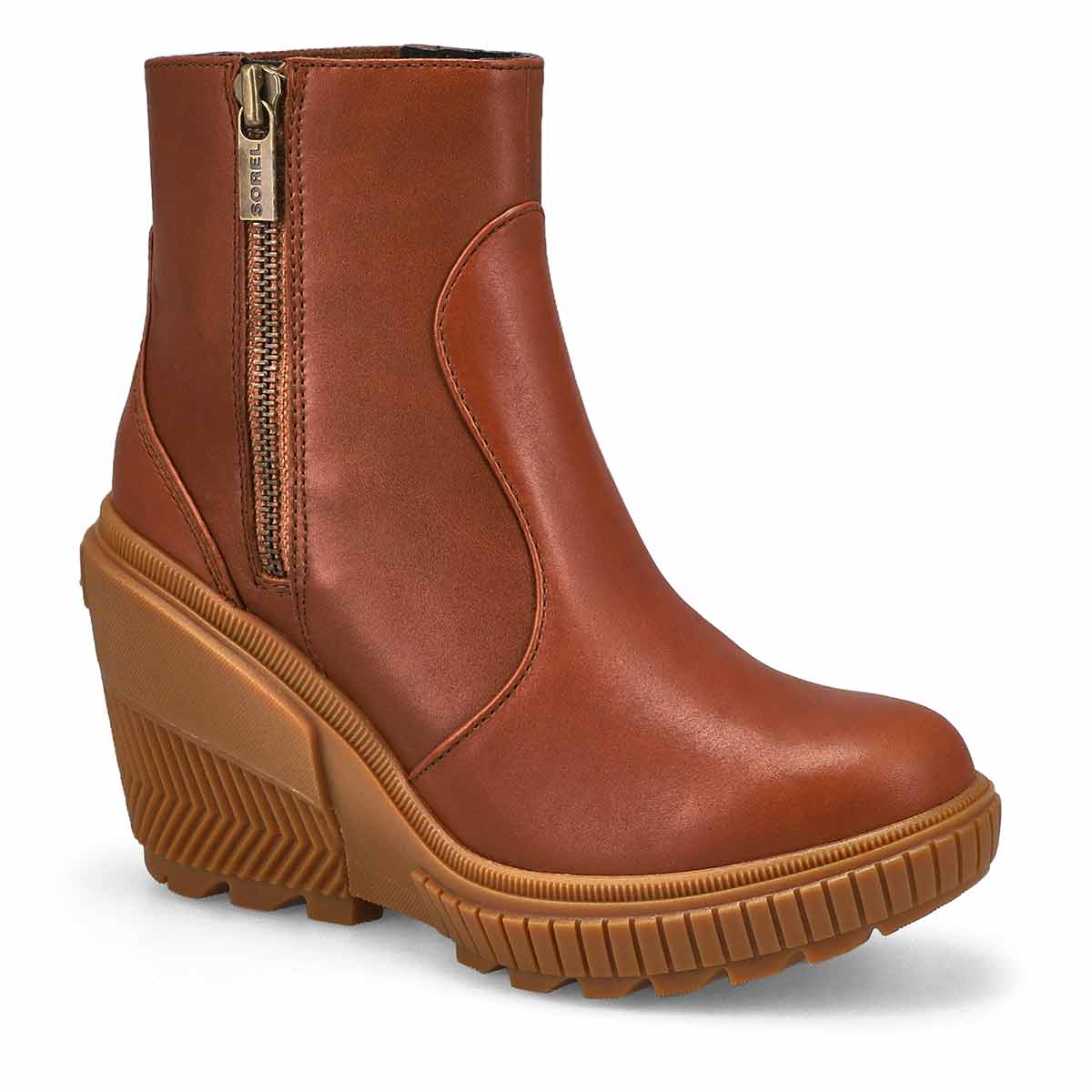 Womens  ONA Ave Zip Waterproof Wedge Boot - Velvet Tan/Gum