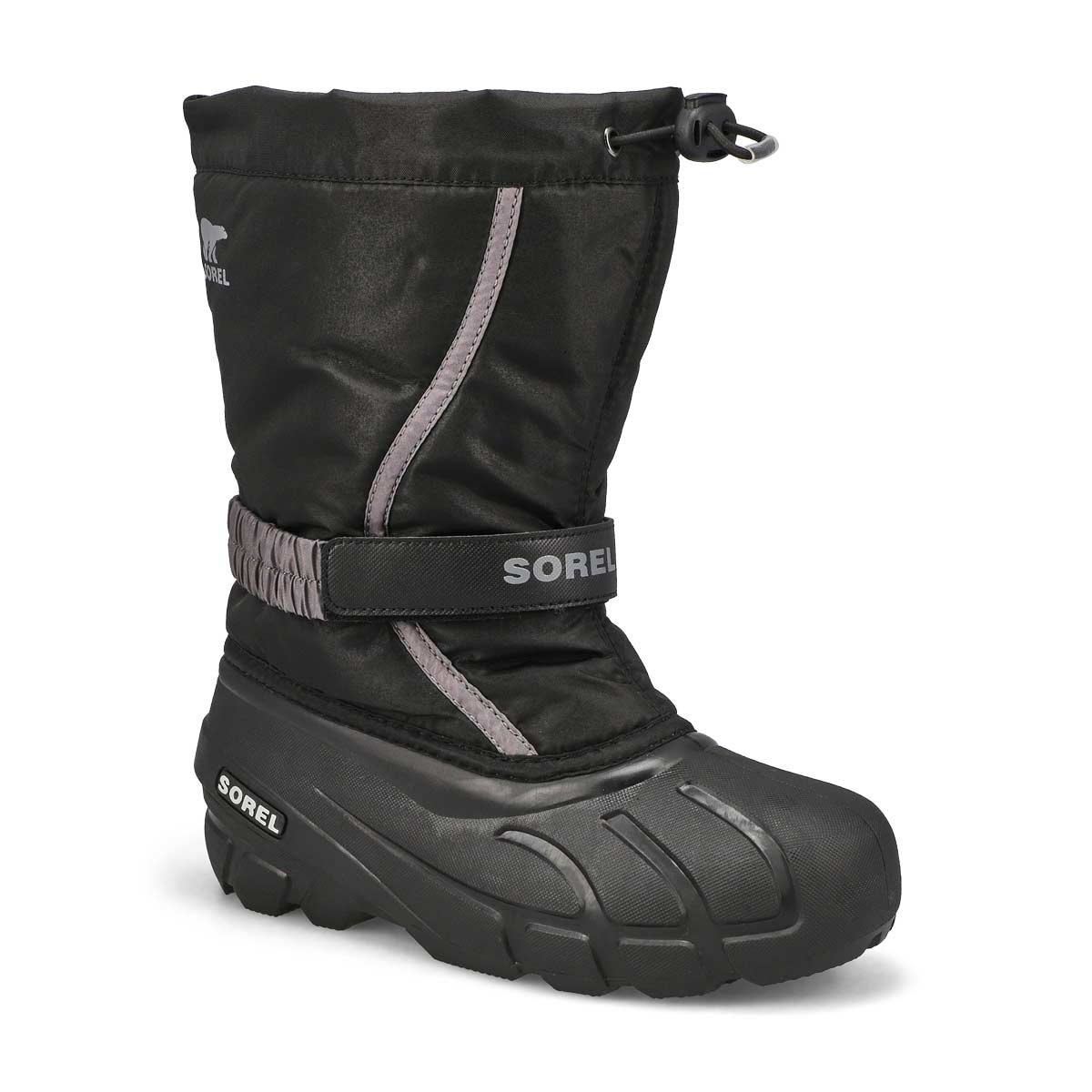 Sorel, Boys'  Flurry Pull On Winter Boot - Black City Grey