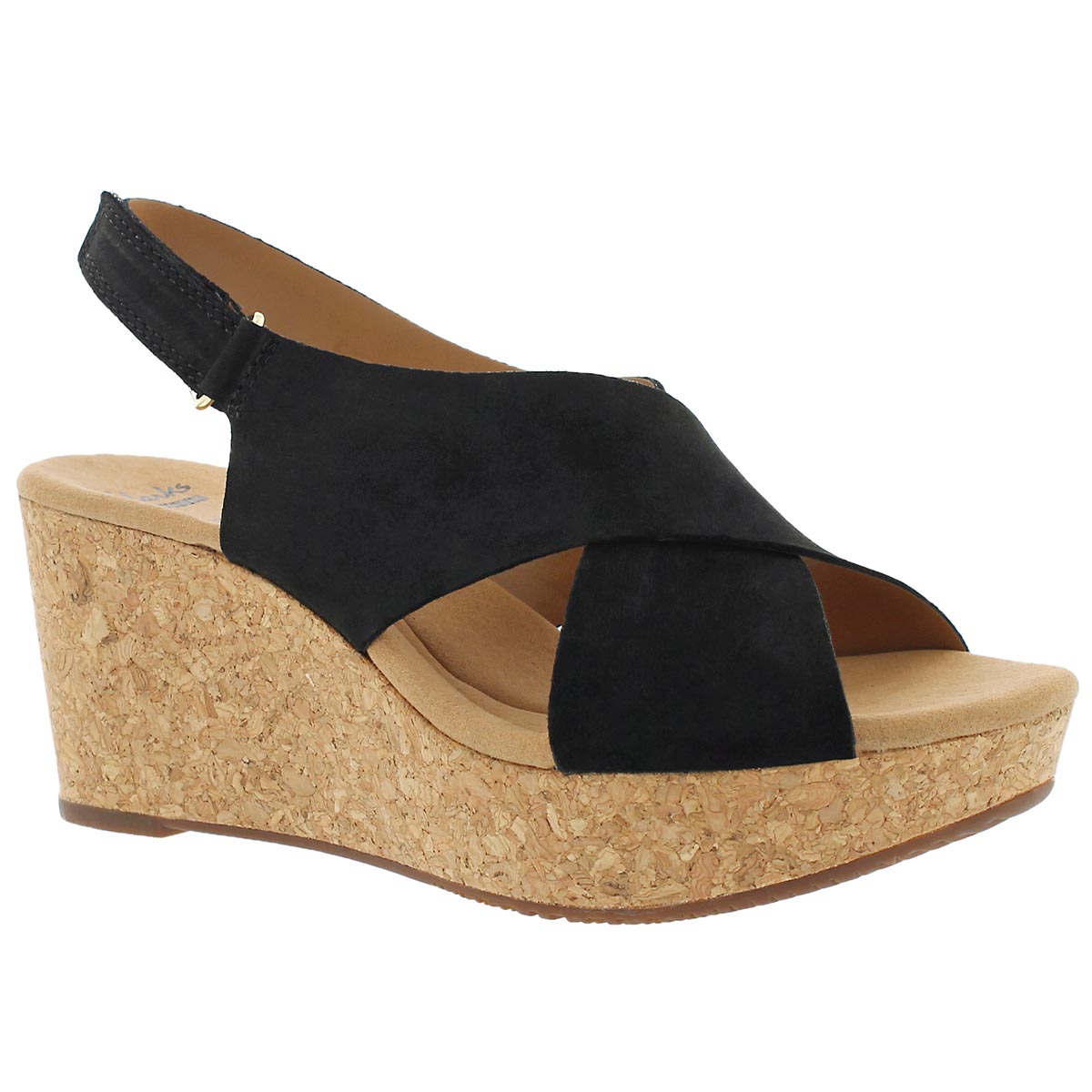 clarks black wedge sandals