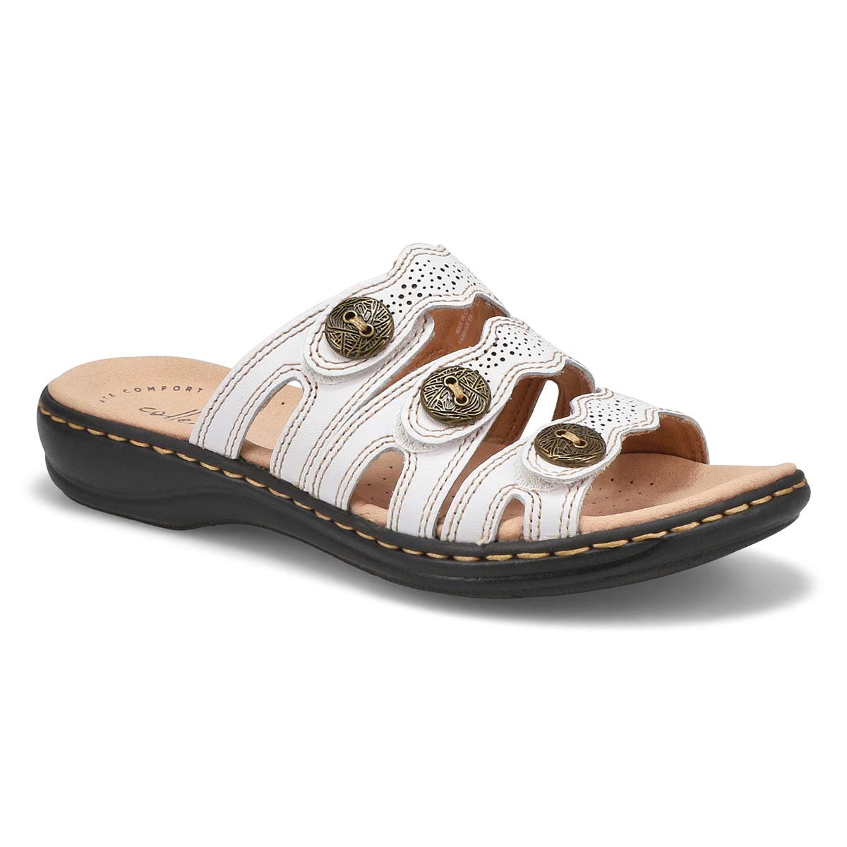 Clarks Women's Leisa Grace Slide Sandal - Whi | SoftMoc.com