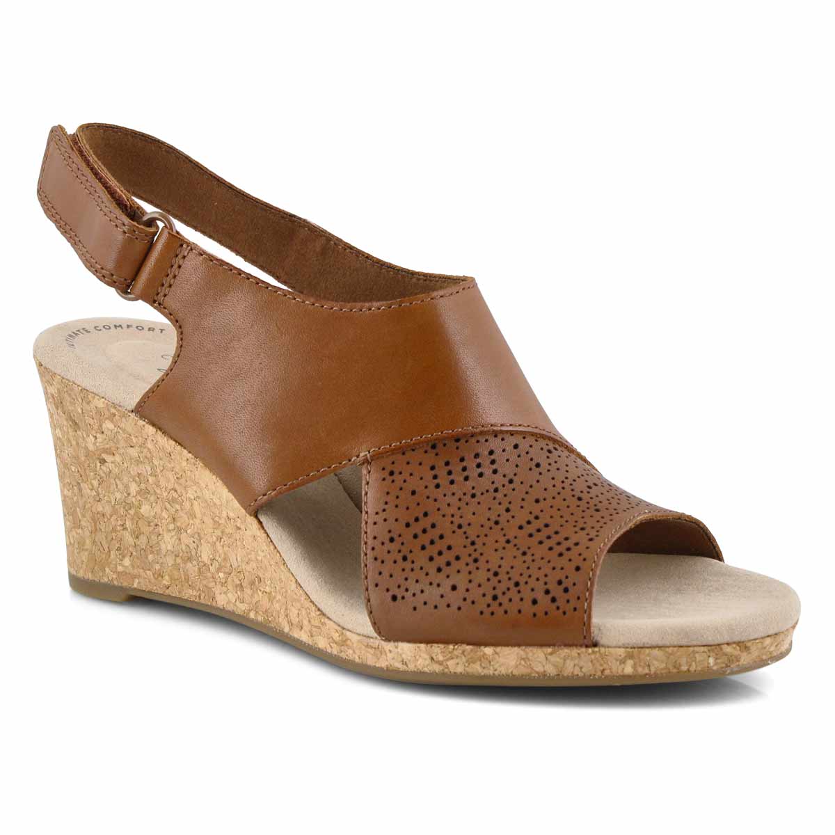 clarks tan wedges