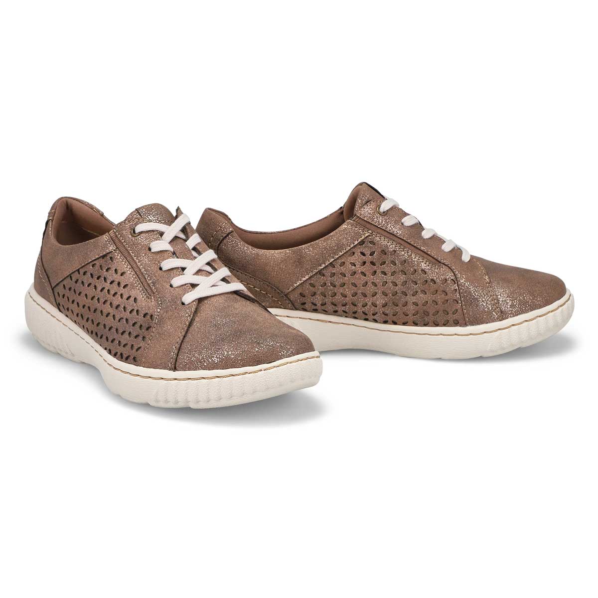 Womens Caroline Ella Wide Lace Up Sneaker - Bronze Metallic