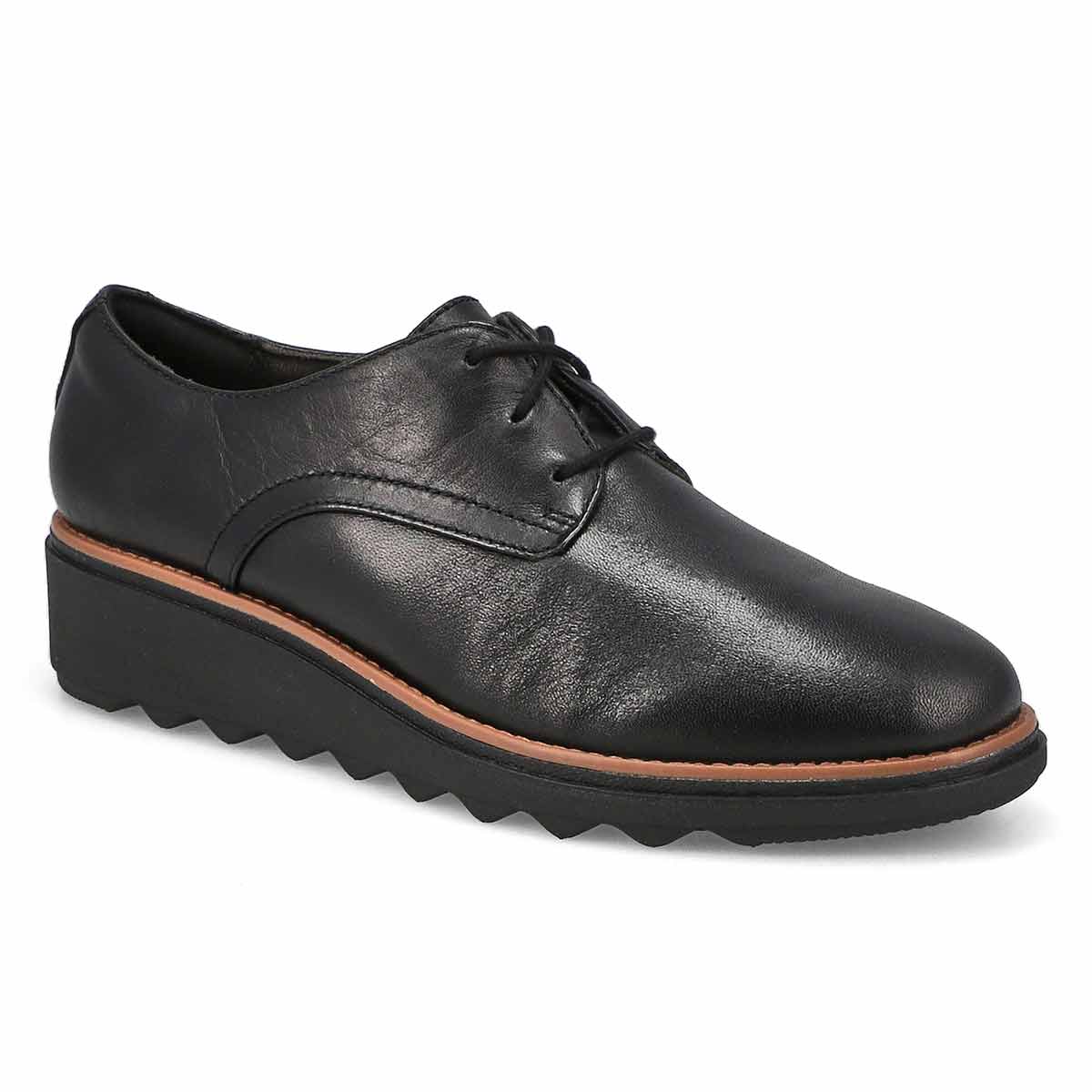 Clarks, Women's Sharon Rae Wedge Oxford Loafer - Black