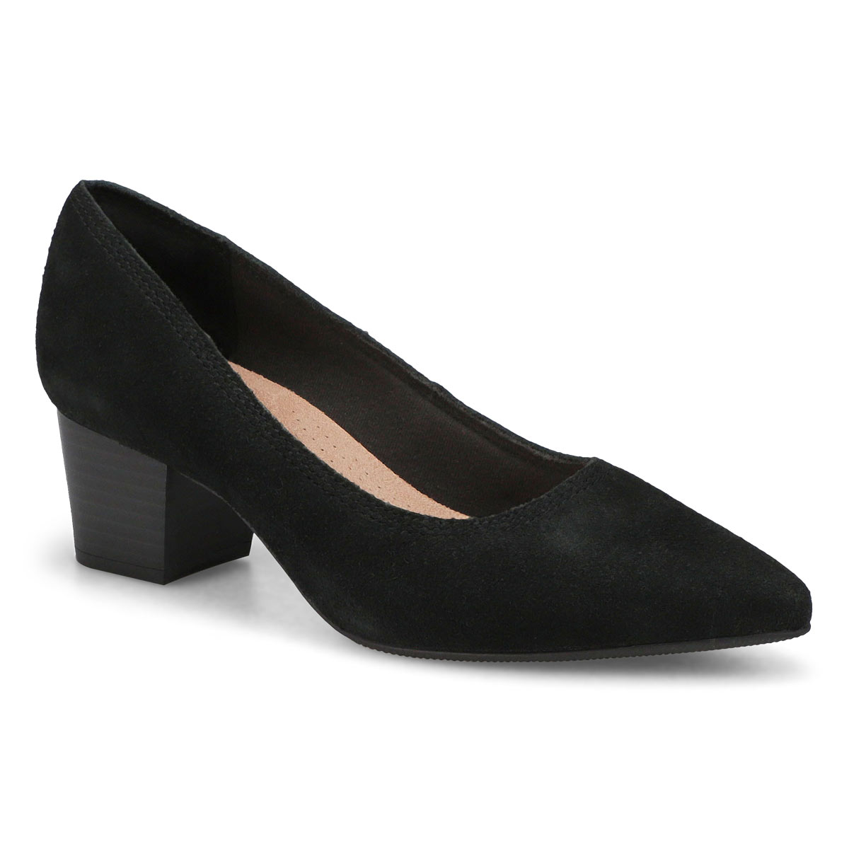 Clarks, Women's Ellanie Hope Wide Dress Heel - Black Suede