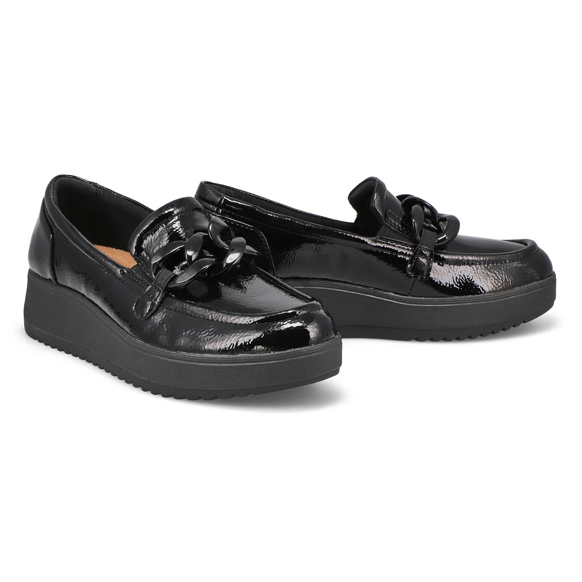 Womens Zylah May Platform Loafer - Black Crinkle Patent