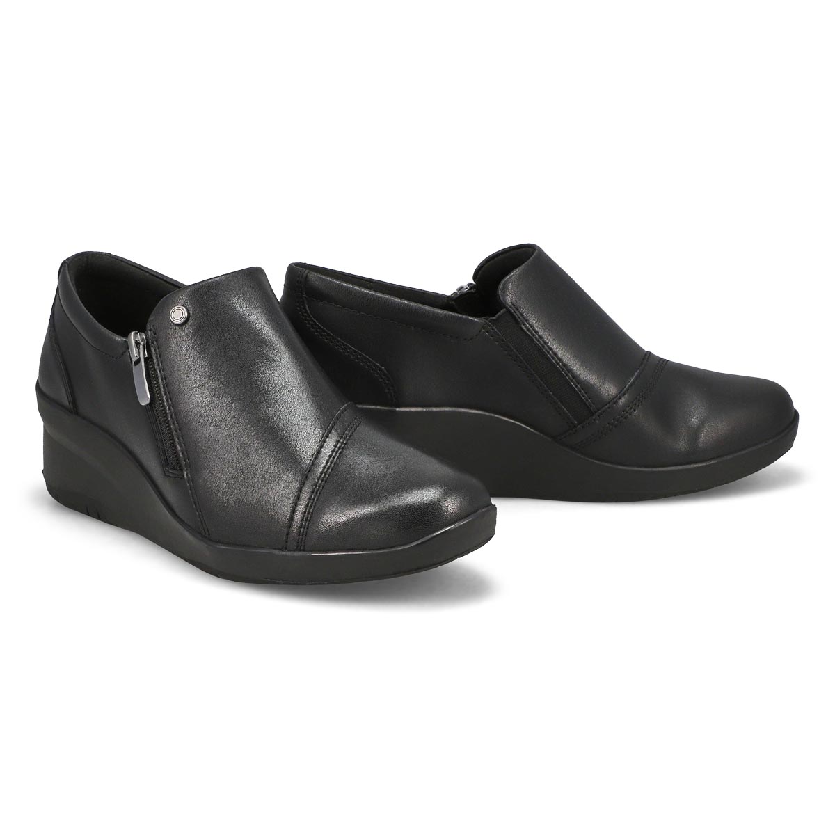 Womens Suttyn Zip Wdge Wide Casual Loafer - Black