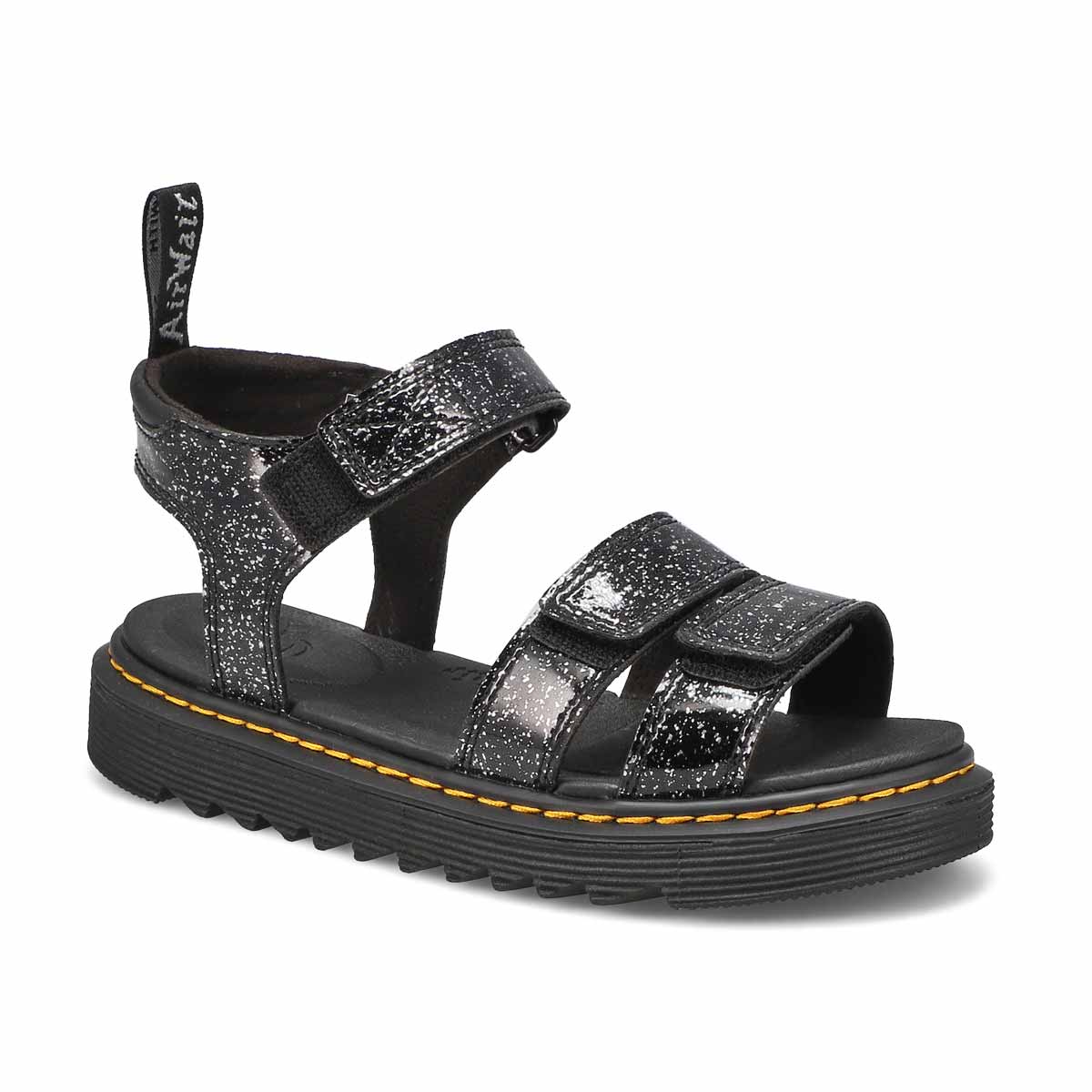 DrMartens, Girls' Klaire Junior Cosmic Glitter Sandal - Black