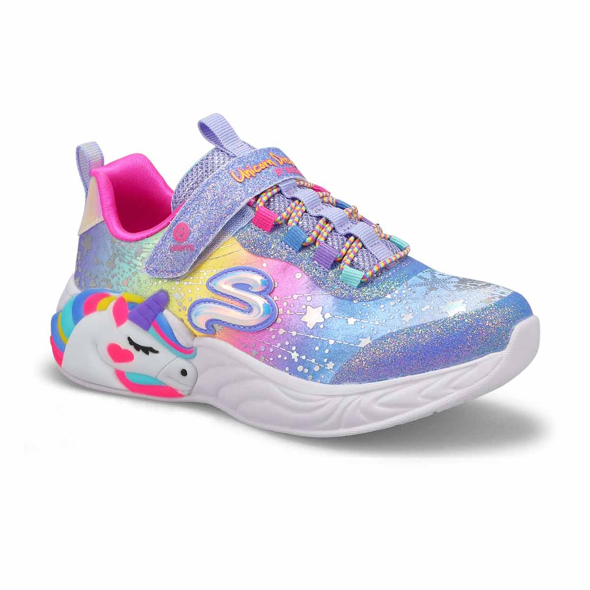 Skechers, Girls' S-Lights Unicorn Dreams Sneaker - Blue Multi