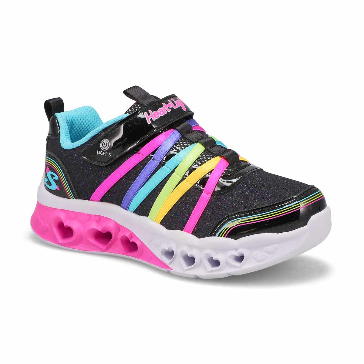 Skechers, Baskets FLUTTER HEART LIGHTS RAINBOW BESTIE, noir multi, filles