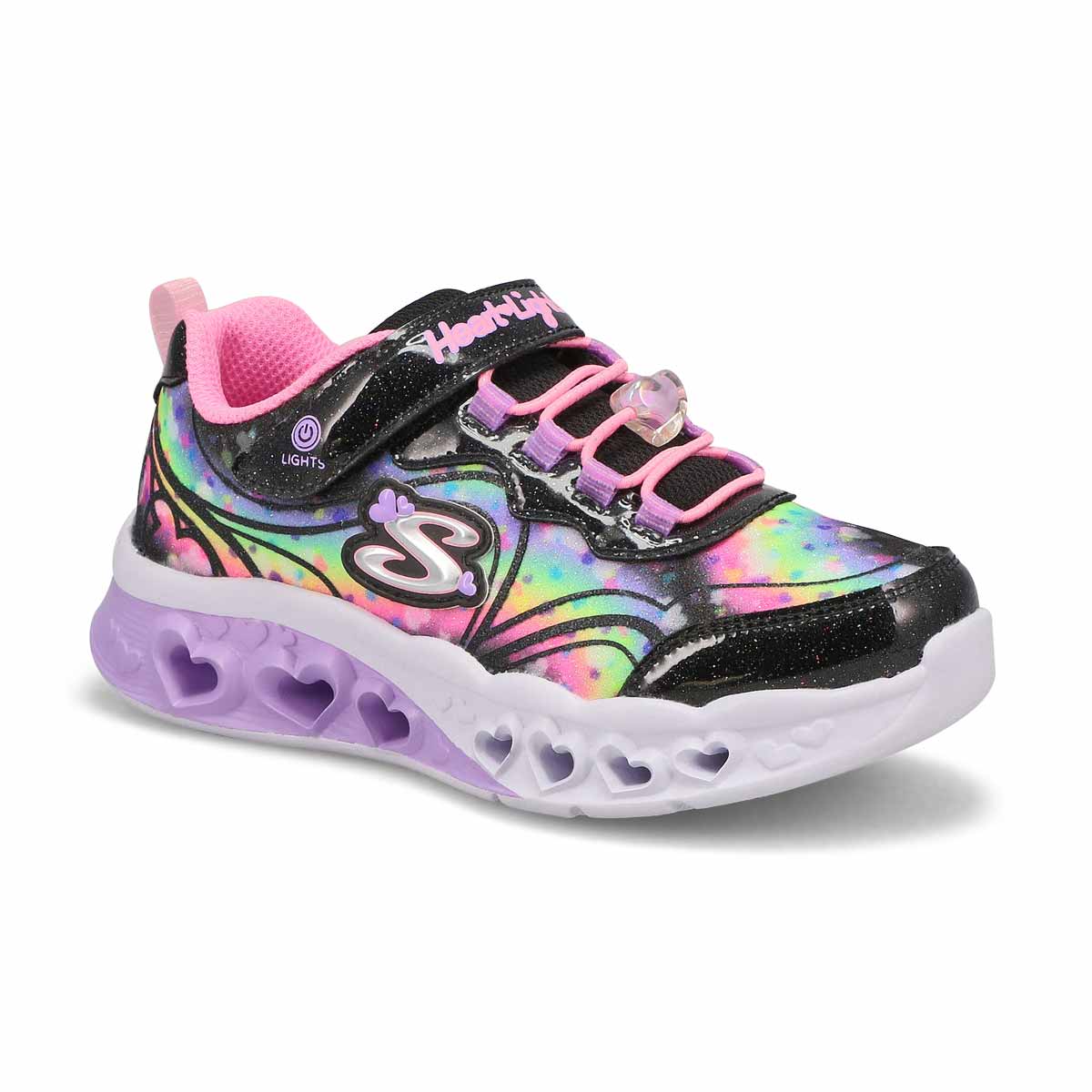 Skechers, Baskets FLUTTER HEART LIGHTS GROOVY SWIRL, noir rose, filles