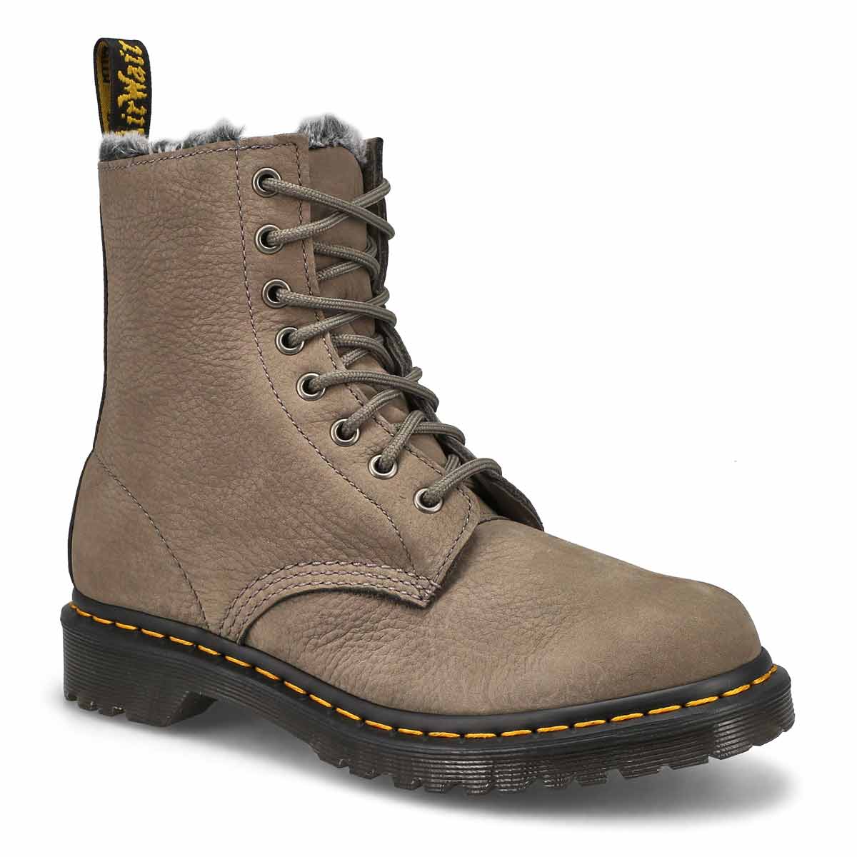 DrMartens, DrMartens, Botte militaire à 8 œillets doublée SERENA, gris nickel, femmes