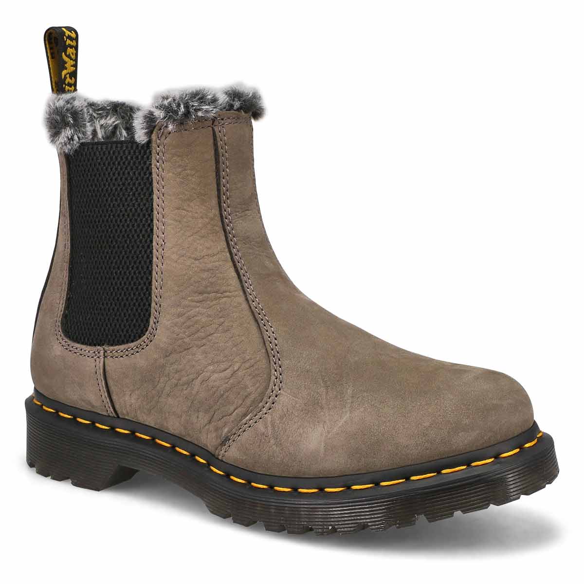 DrMartens, DrMartens, Women's 2976 Leonore Faux Fur Chelsea Boot - Nickel Grey