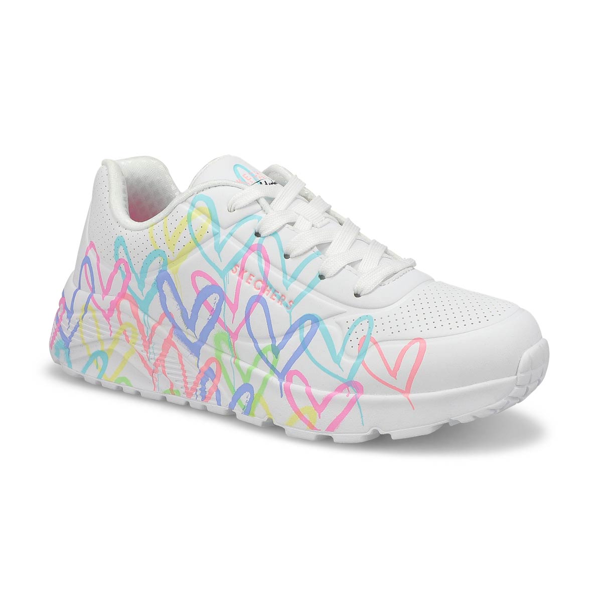 Skechers, Baskets à lacets JGOLDCROWN UNO LITE, blanc rose turquoise, filles