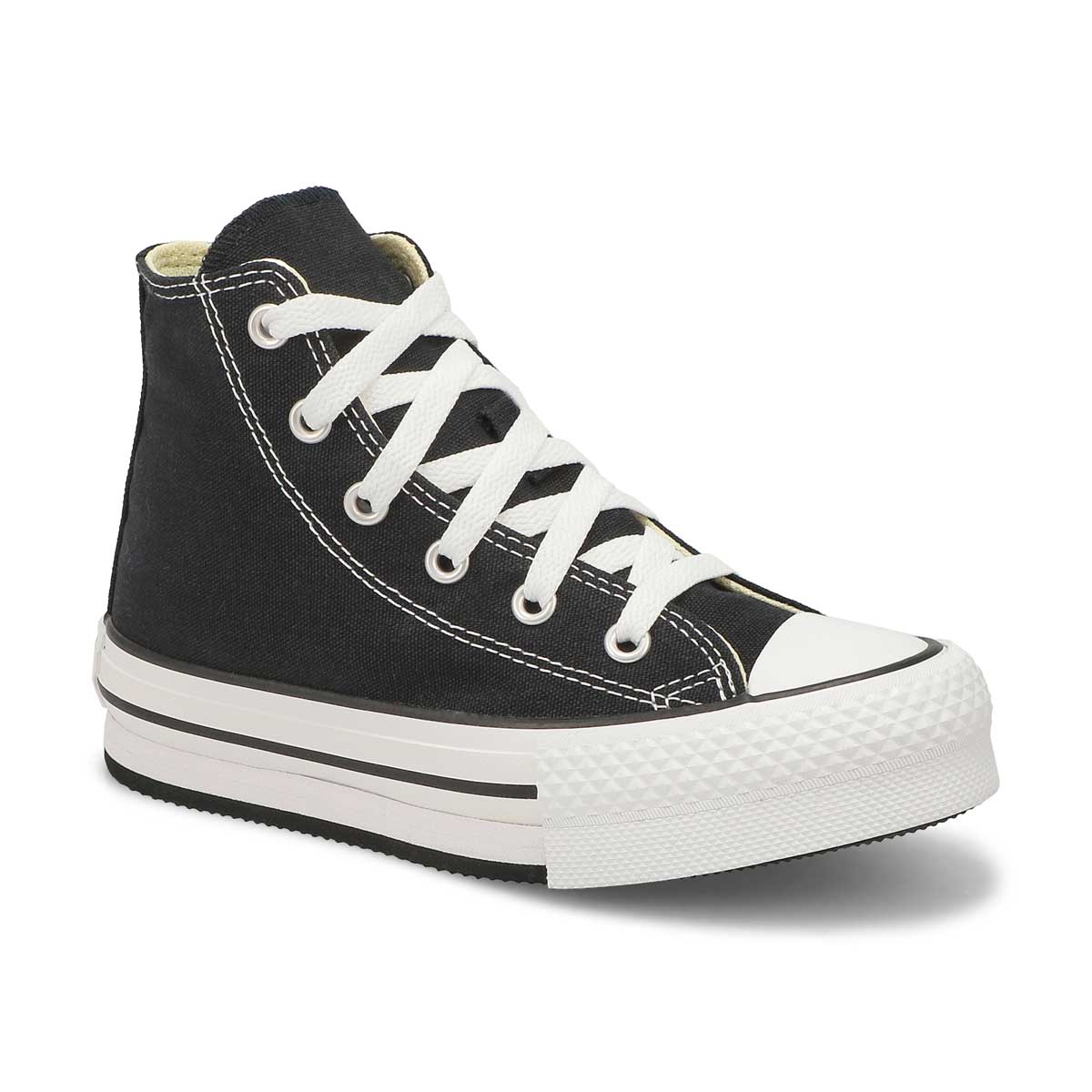 Converse, Girls' Chuck Taylor All Star Platform Foundation Hi Top Sneaker - Black