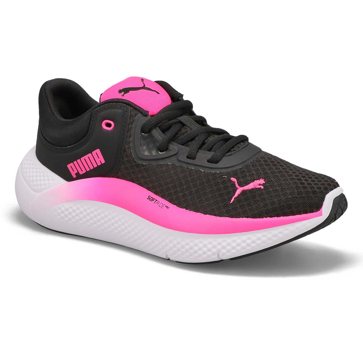 Puma, Baskets à lacets SOFTRIDE PRO, noir blanc, femmes