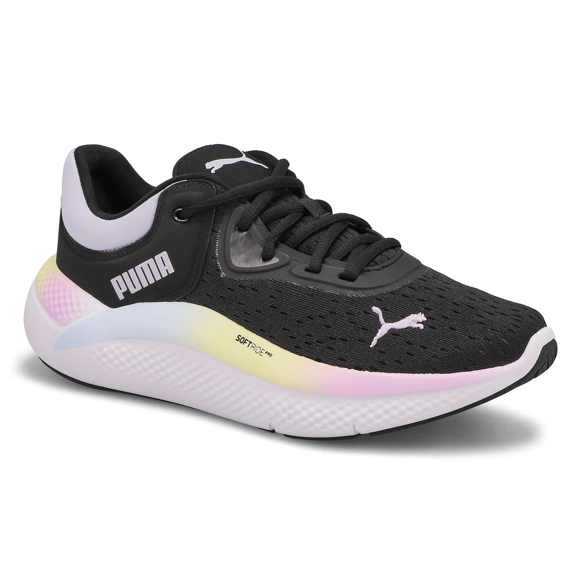 Puma, Women's Softride Pro Nova Shine Sneaker - Black Lavender White