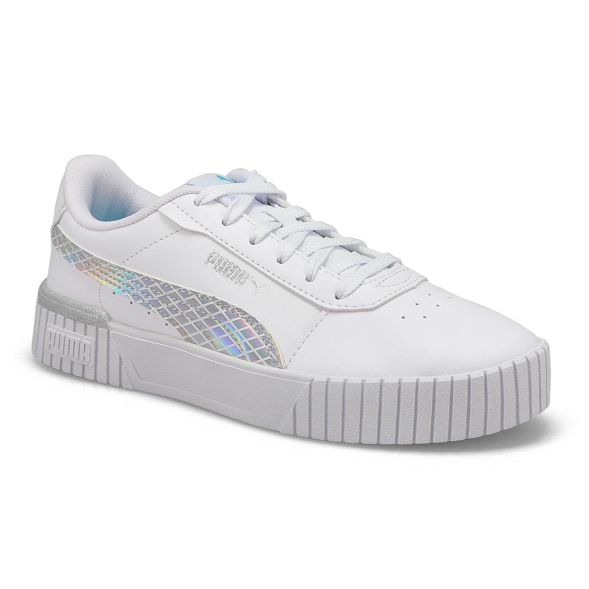 Puma, Girls' Carina 2.0 Mermaid Jr Sneaker - White Blue