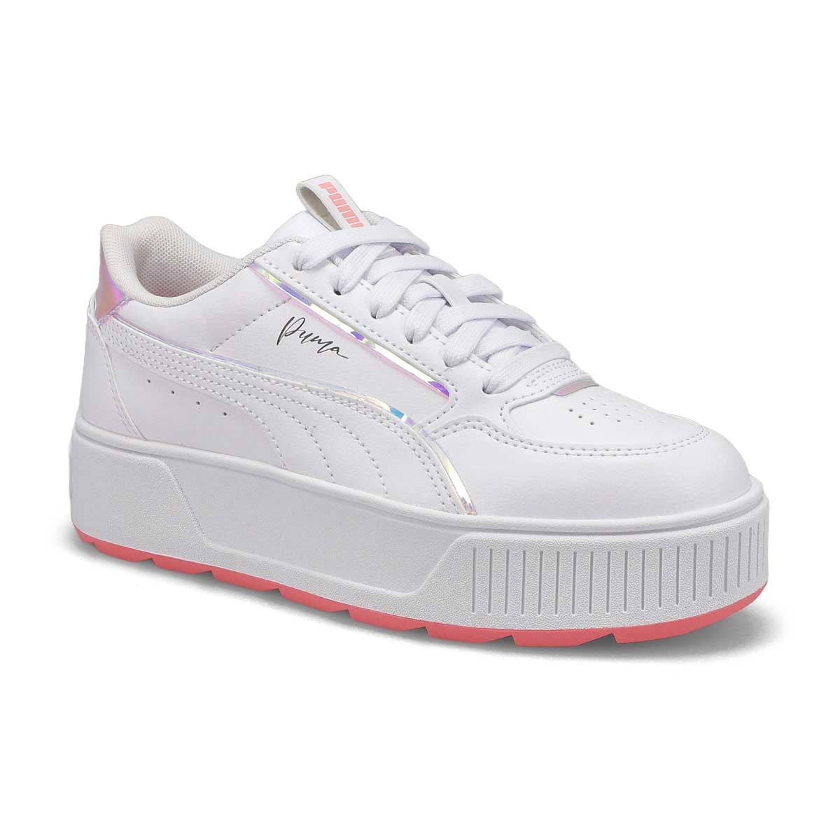 Puma, Baskets KARMEN REBELLE CRYSTAL WINGS JR, blanc pêche, enfants