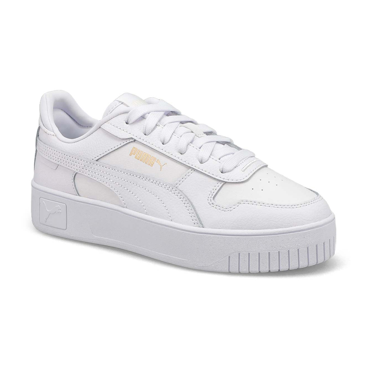 Puma, Kids' Carina Street Jr Lace Up Sneaker - White Gold