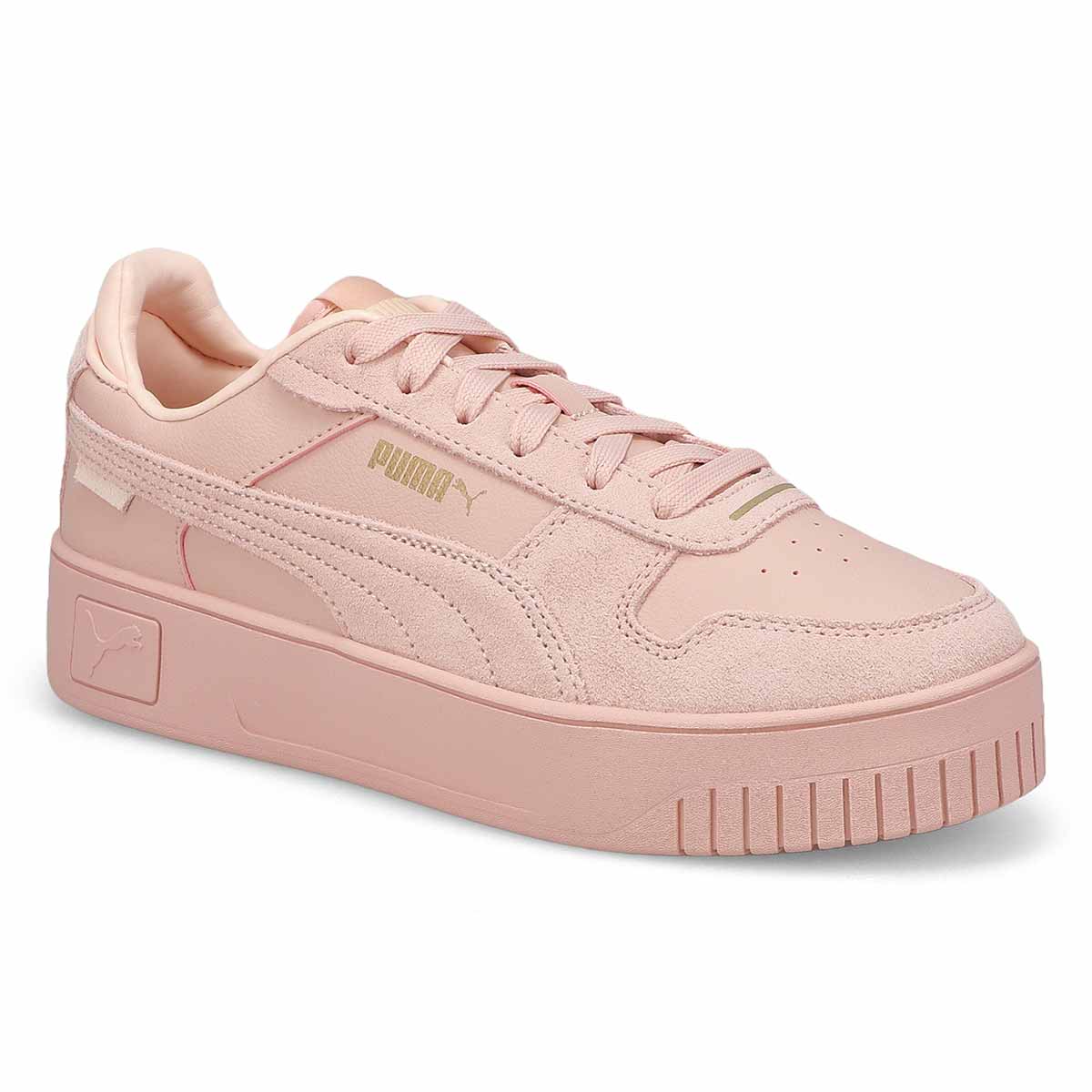 Puma, Women's Carina Street Suede Lace Up Sneaker - Rose Quartz Rose Quartz Gold