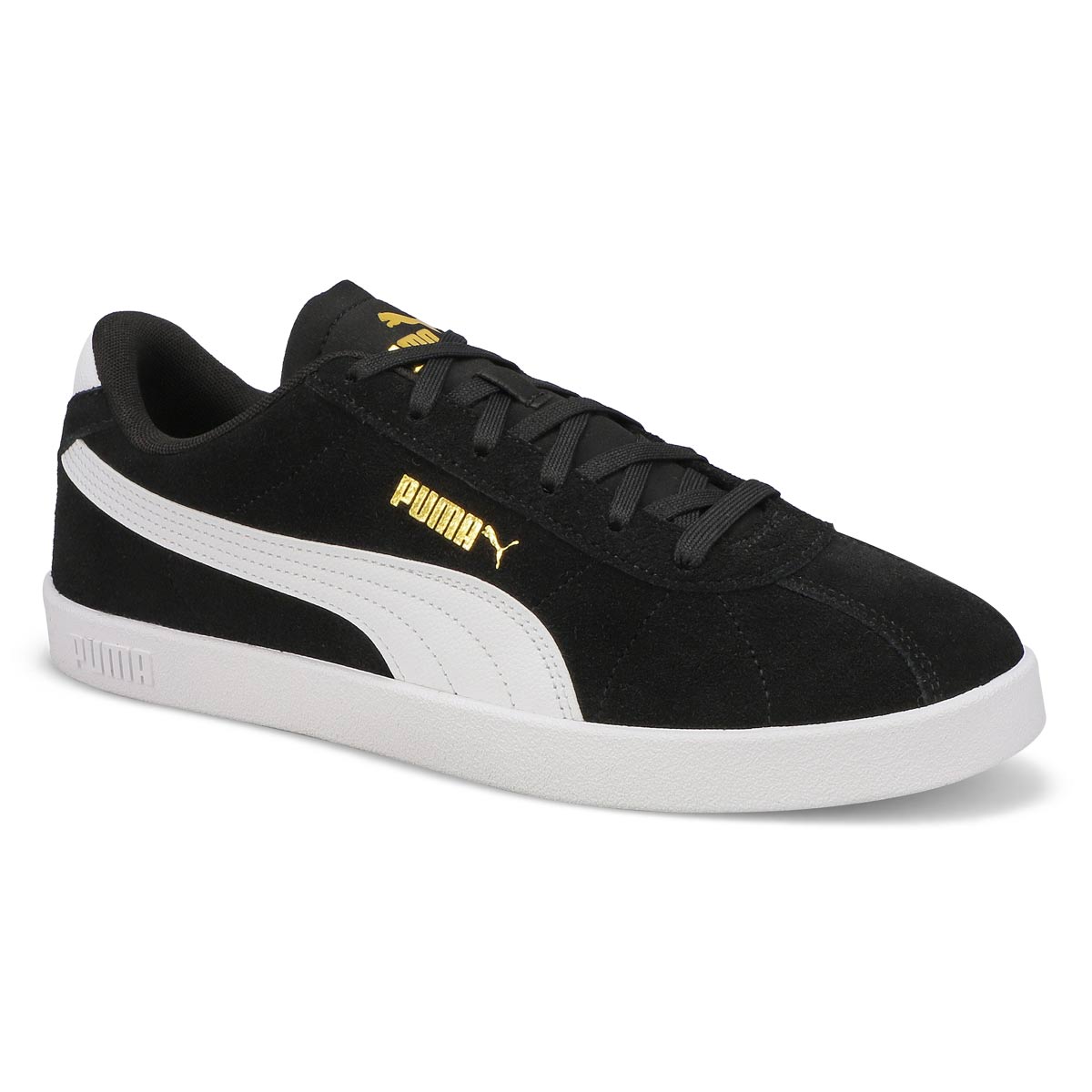 Puma, Men's Club ll Lace Up Sneaker - Black White Gold