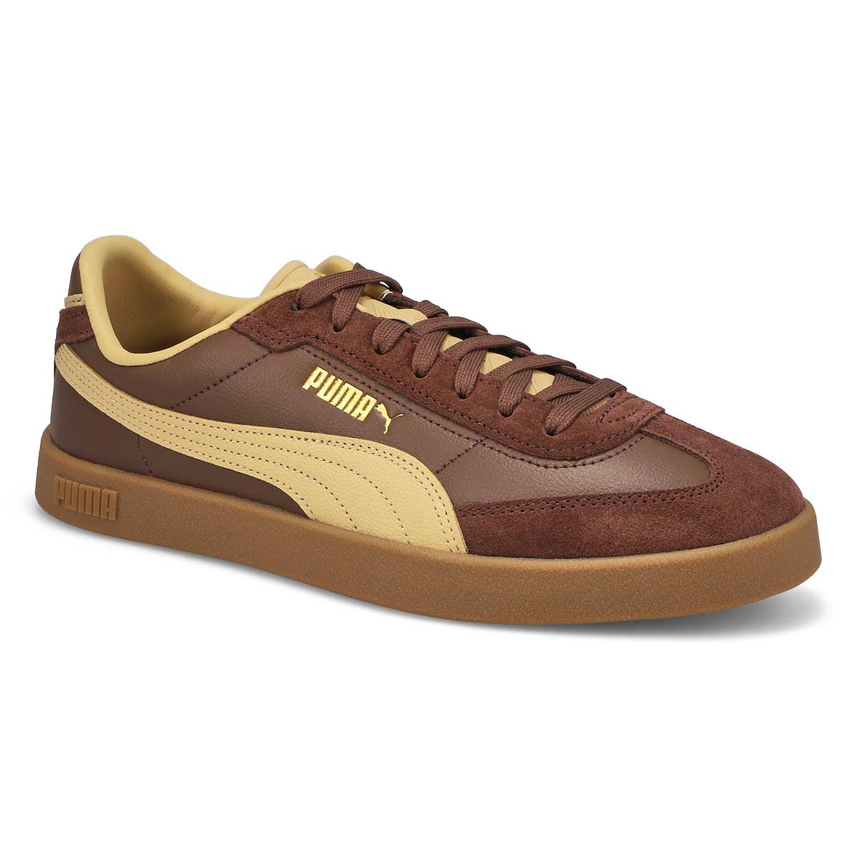 Puma, Men's Club Era ll Lace Up Sneaker - Espresso Brown Sand Dune Gold