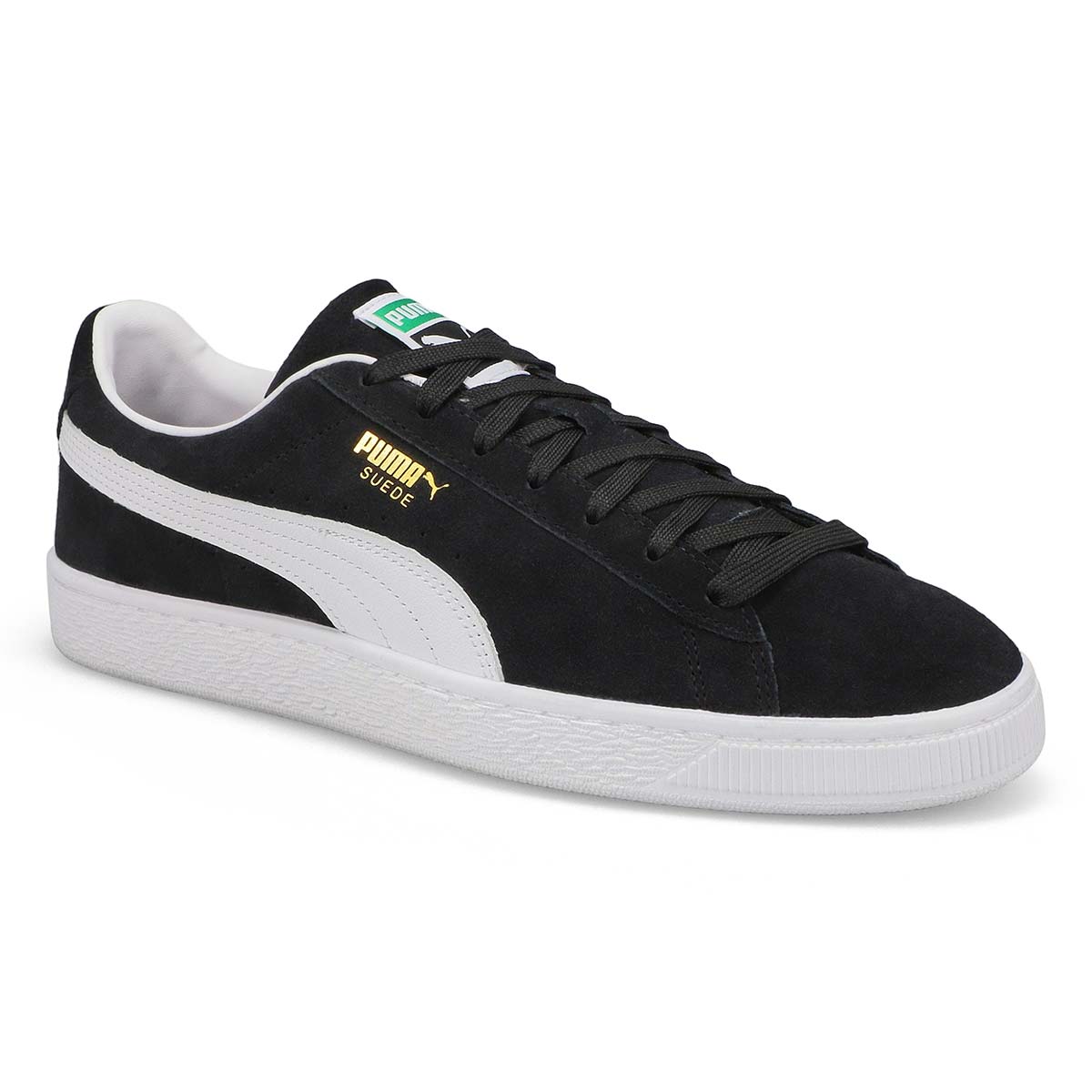 Puma, Men's Suede Classic Lace Up Sneaker - Black White