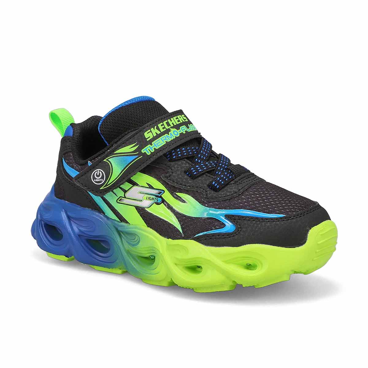 Skechers, Boys' Thermo-Flash Heat-Flux Light Up Sneaker - Black Lime