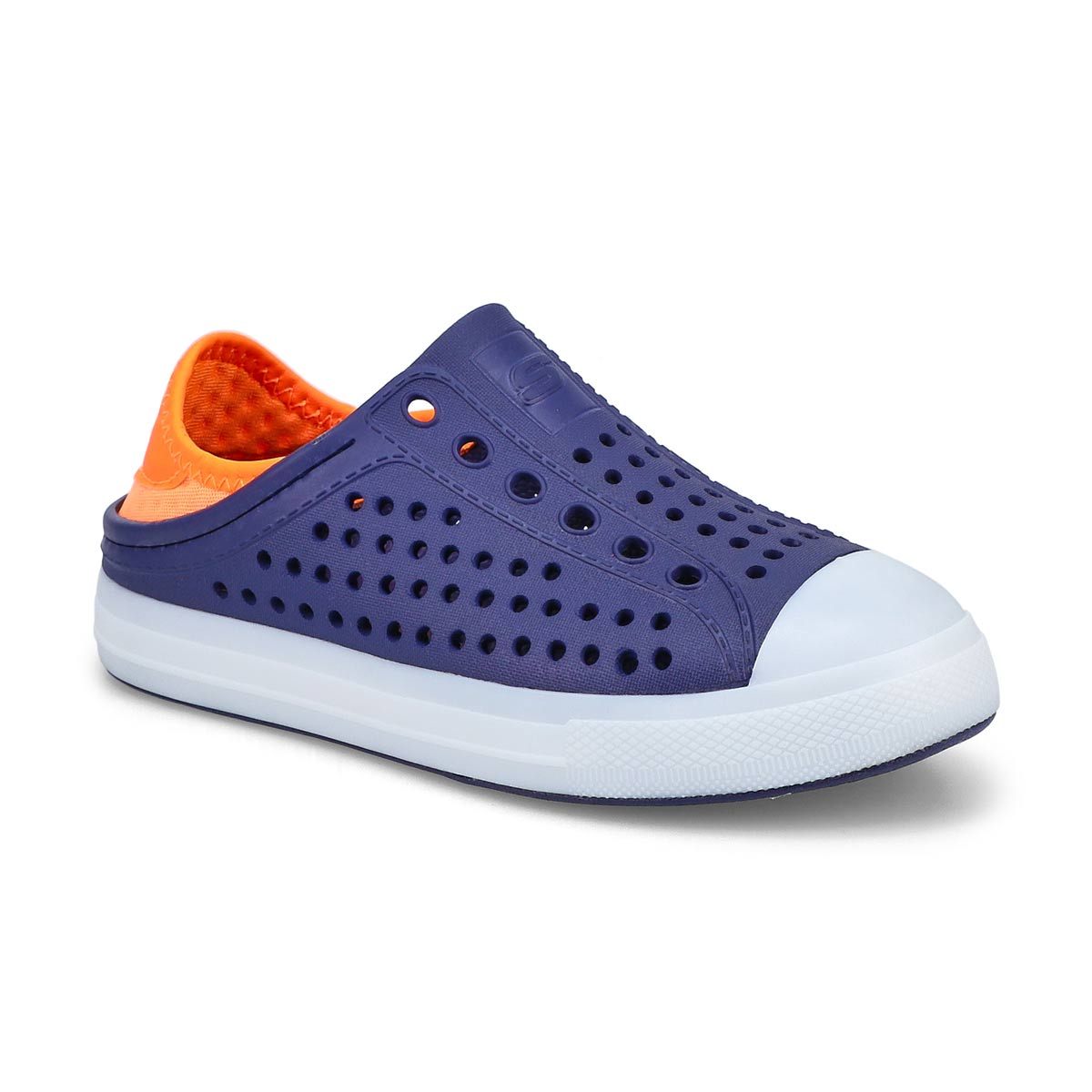 Skechers, Boys' Guzman Flash Slip On Shoe - Navy Orange