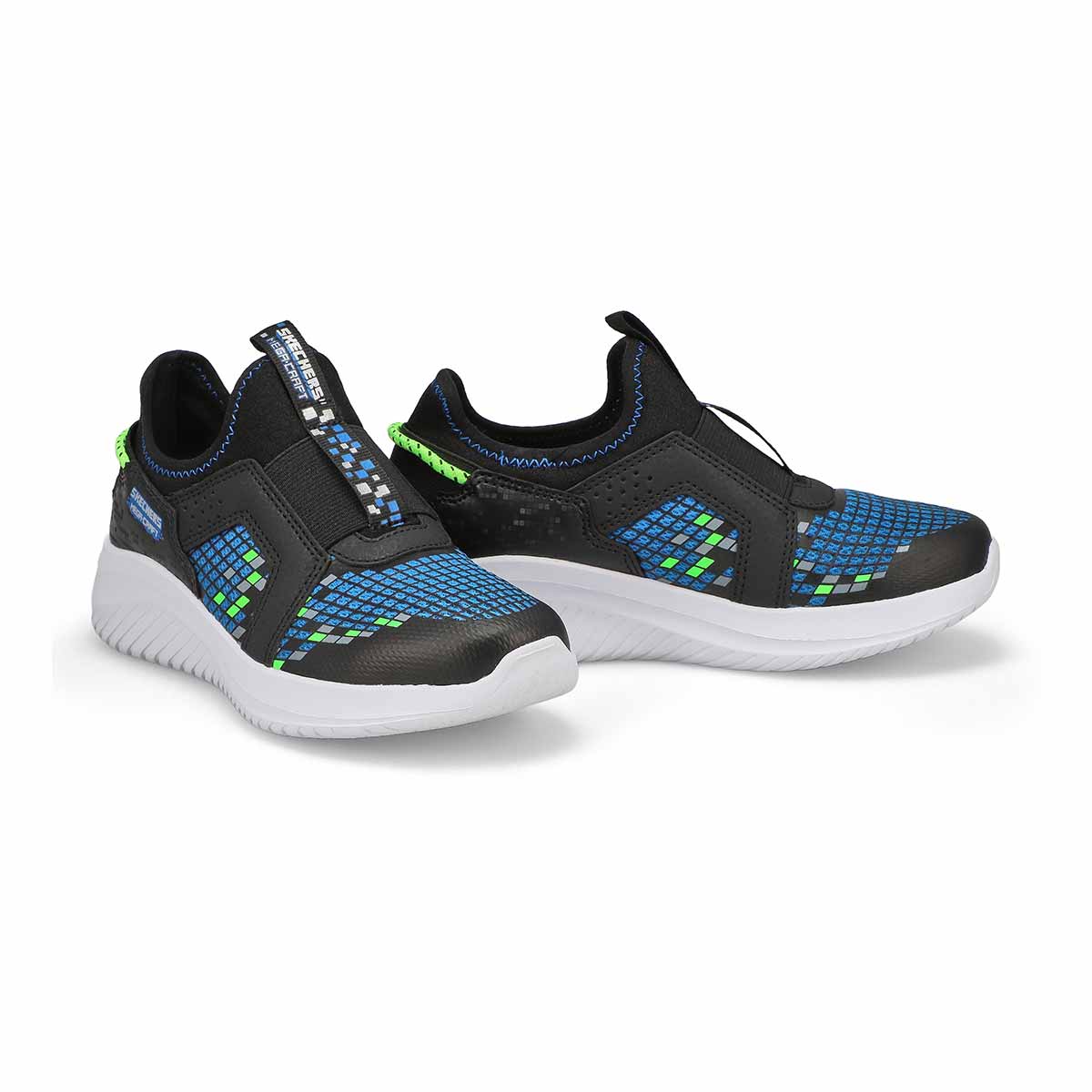 Boys Ultra Flex 3.0 Slip On Sneaker - Black/Blue/Lime