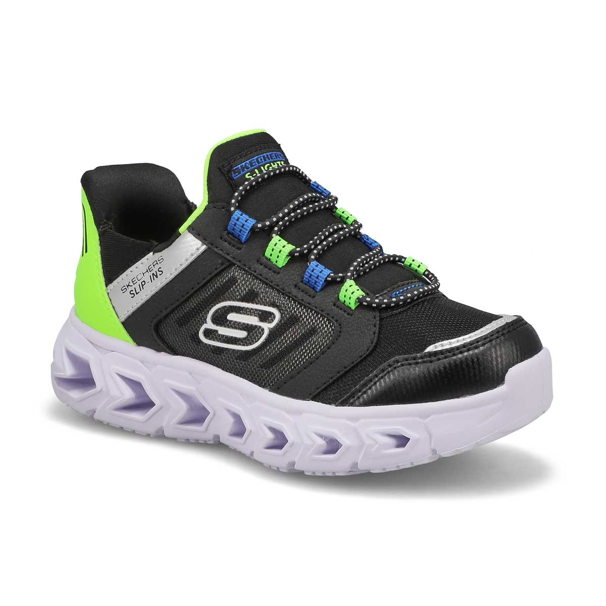 Skechers, Boys' Hypno-Flash 2.0 Odelux Light Up Slip-Ins Sneaker - Black Lime