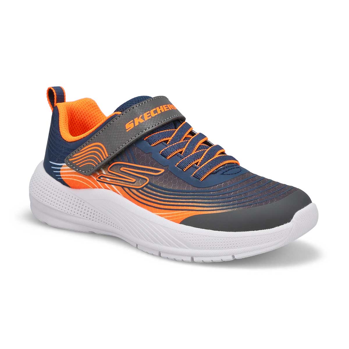 Skechers, Boys'  Microspec Advance Sneaker - Navy Orange