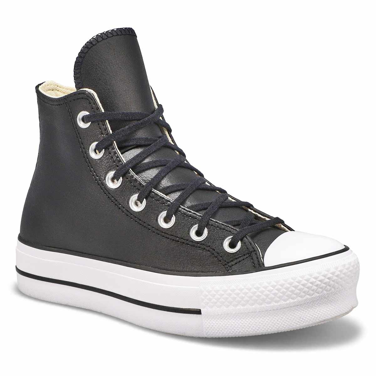 Converse, Baskets en cuir à plateforme CHUCK TAYLOR ALL STAR LIFT HI LEATHER, noir, femmes