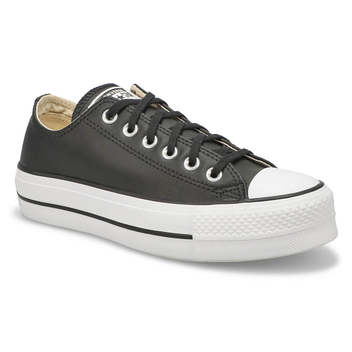 Converse, Baskets en cuir à plateforme CHUCK TAYLOR ALL STAR LIFT CLEAN LEATHER, noir, femmes