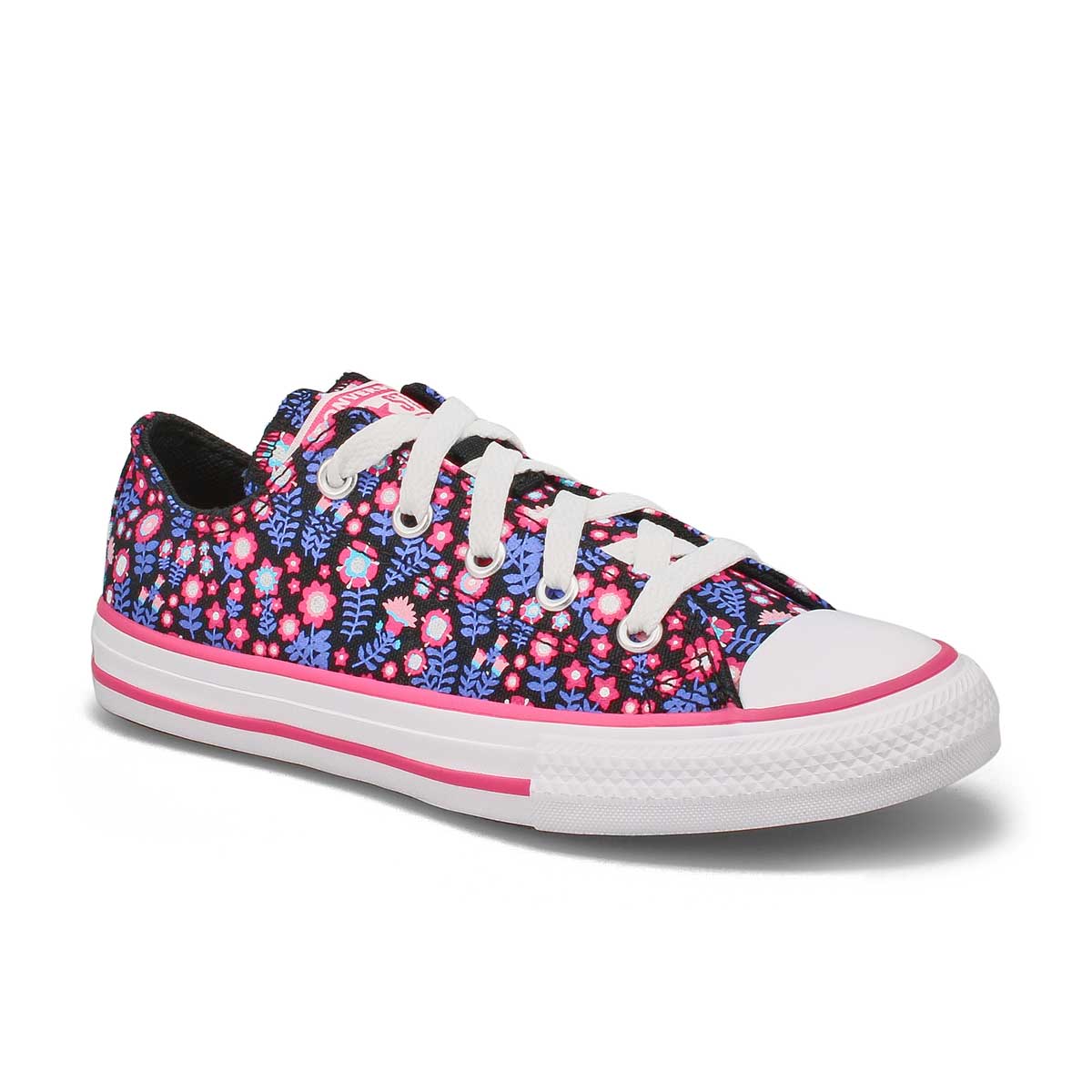 Converse, Girls' Chuck Taylor All Star Floral Sneaker - Black Pink White